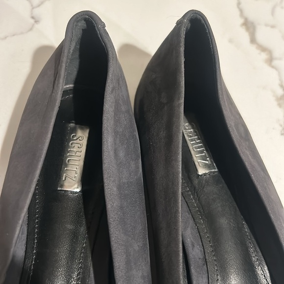 SCHUTZ Women’s Ballet Flats Gemma Pointed Toe with Diamonds Grey Suede NEW 8 - Picture 3 of 14